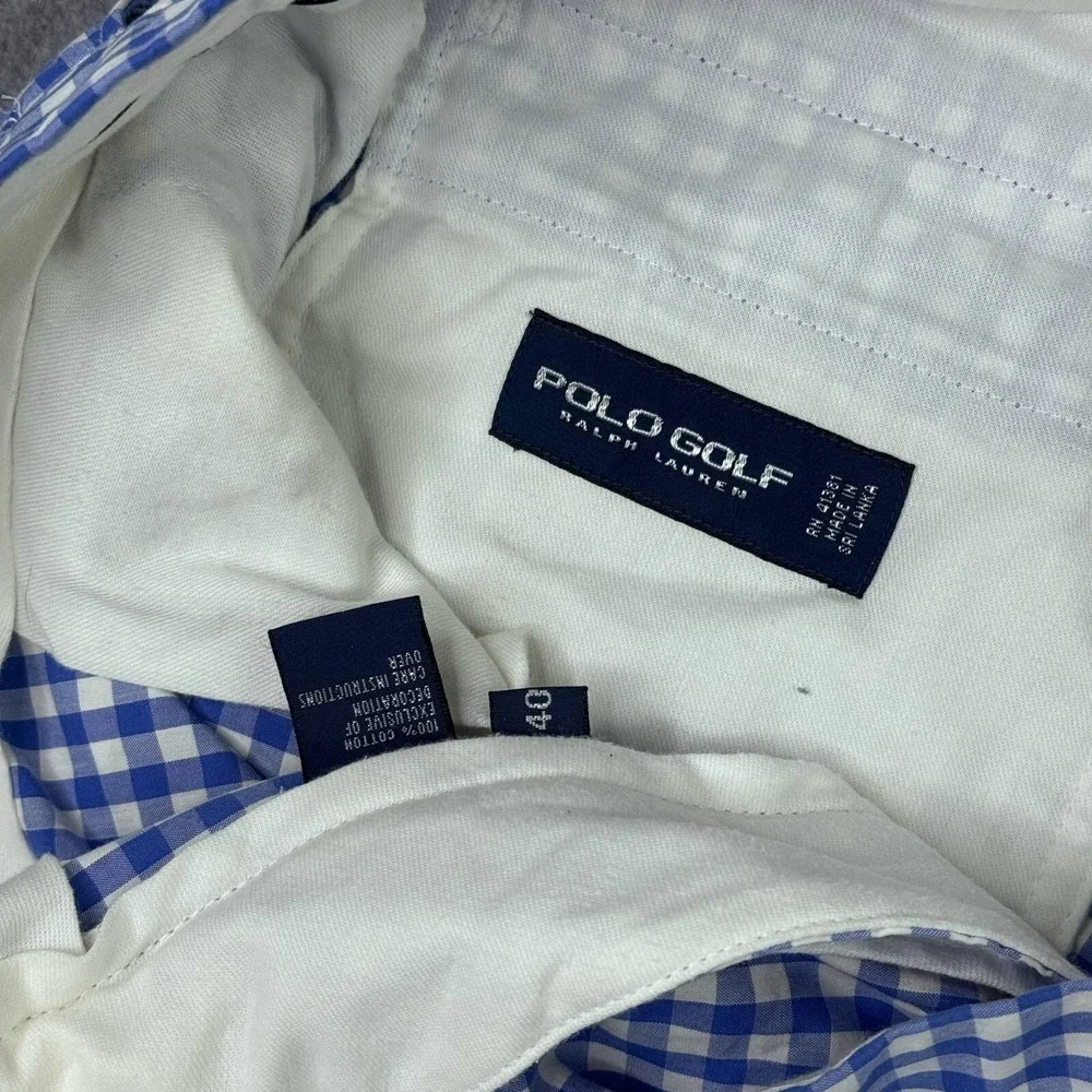 VTG Polo Golf Ralph Lauren Blue Gingham Check Shorts Crest Men's Size 40‎ Preppy